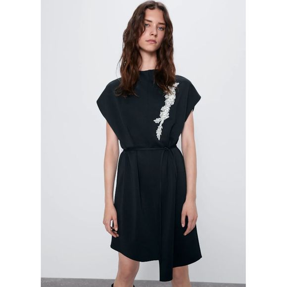 navy blue dress for baby girl Zara asymmetric satin effect dress